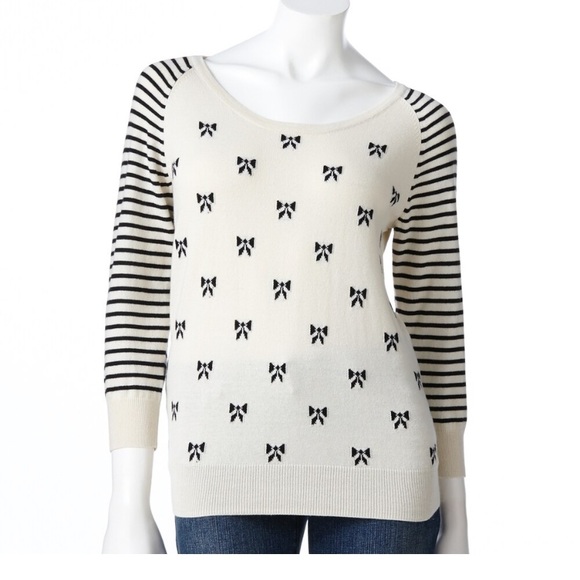Lauren Conrad Stripes and Bows Sweater XS - Picture 1 of 4